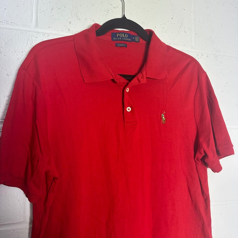 Polo Ralph Lauren Mens Classic Fit Red Short Sleeve Pique Polo Shirt Size M
